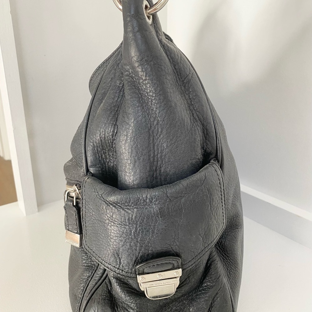Michael Kors pebbled black leather shoulder bag. - Picture 2 of 2